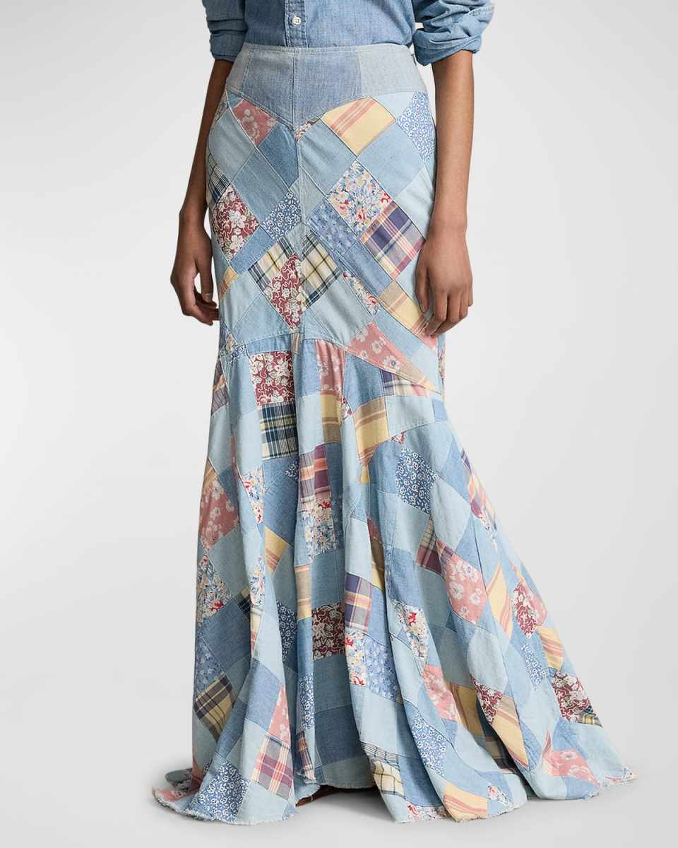 Patchwork Cotton Maxi Skirt